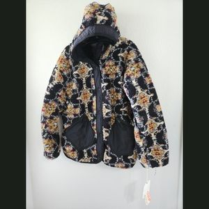 Free People Movement NWT Elevation Reversible Fleece Hooded Jacket Large